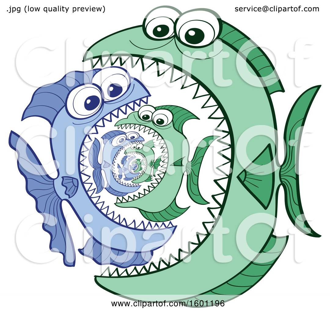 1080x1024 Clipart Of A Cartoon Fish Food Chain Of One Eating Another