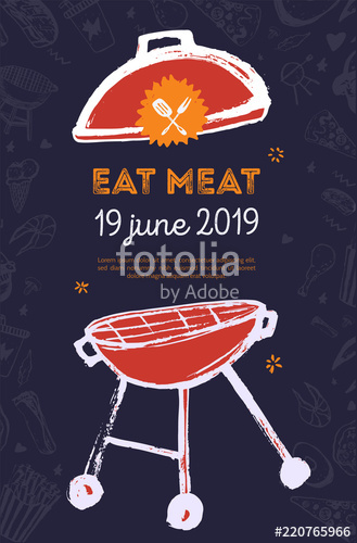 Modern Grunge Bbq Party Template Men Food Flyer Vector 329x500 Modern Grunge Bbq Party Template Men Food Flyer Vector