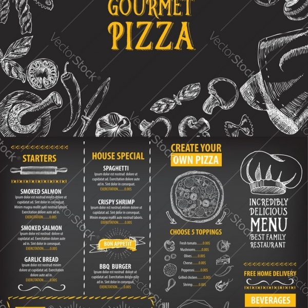 Restaurant Cafe Menu Template Design Food Flyer Vector Image 600x600 Restaurant Cafe Menu Template Design Food Flyer Vector Image