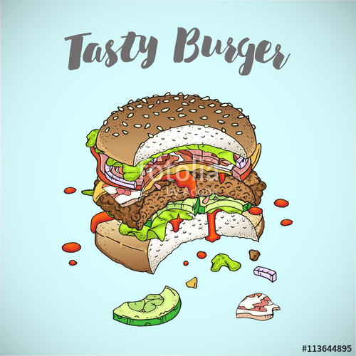 Bitten Burger Tasty Burger Restaurant Brochure Vector, Menu 500x500 Bitten Burger Tasty Burger Restaurant Brochure Vector, Menu