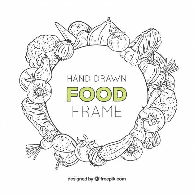 626x626 Hand Drawn Food Frame Vector Free Download