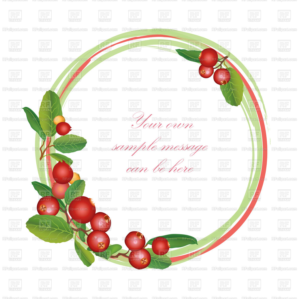 1200x1200 Cranberry Summer Circle Frame Vector Image Of Food And Beverages