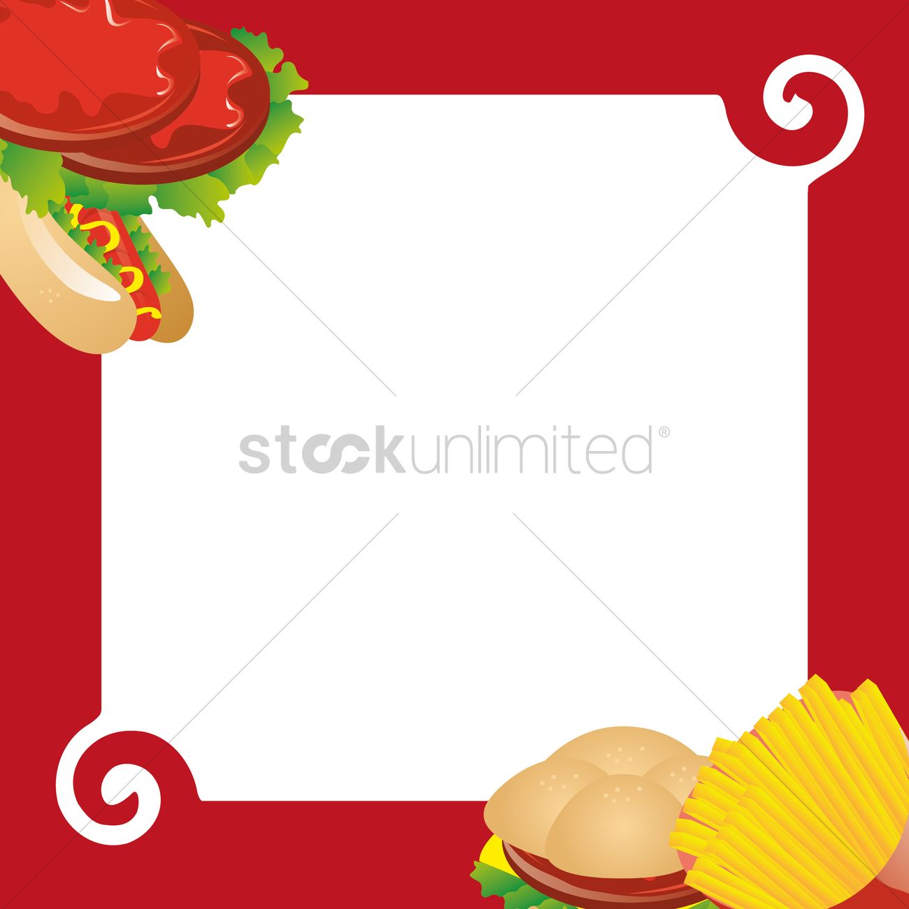 1300x1300 Fast Food Frame Background Vector Image