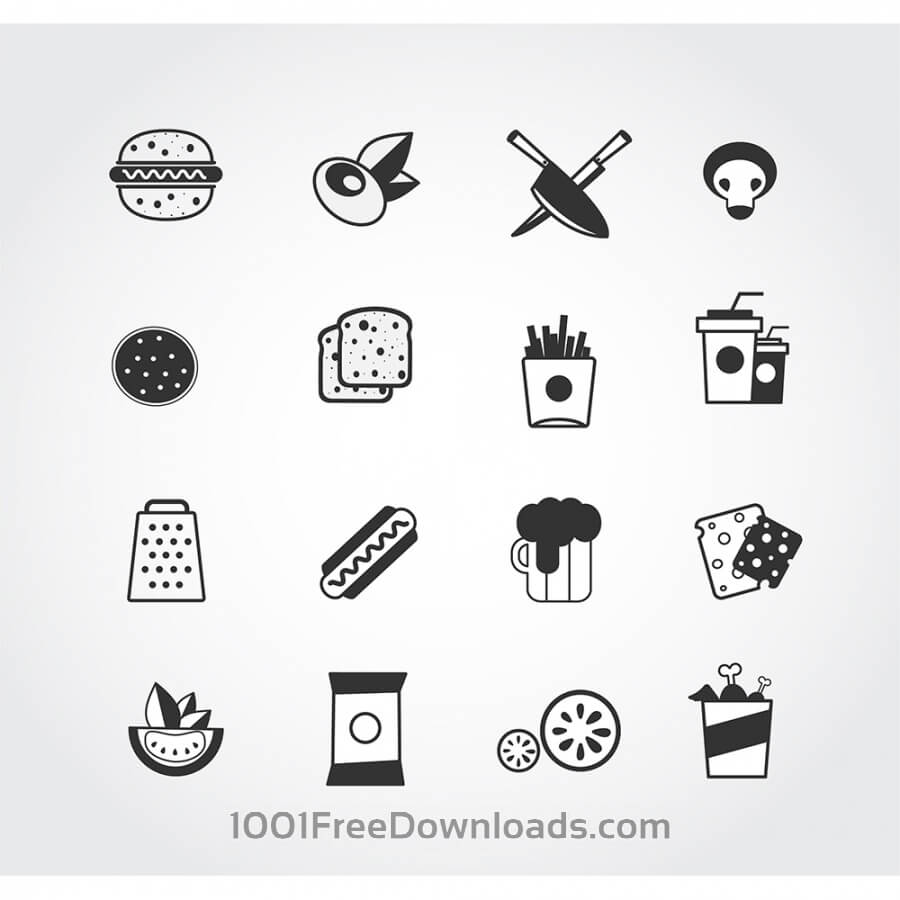 900x900 Free Vectors Food Free Vector Mono Color Set Icons For Design