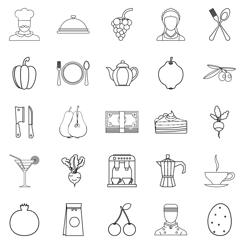 1000x1000 Light Food Icons Set Outline Set Of Light Food Vector Icons