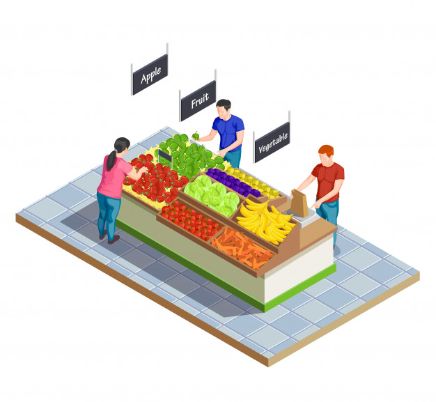 626x577 Food Market Isometric Composition Vector Free Download