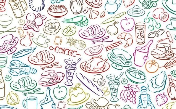 595x368 Food Pattern Free Vector Download