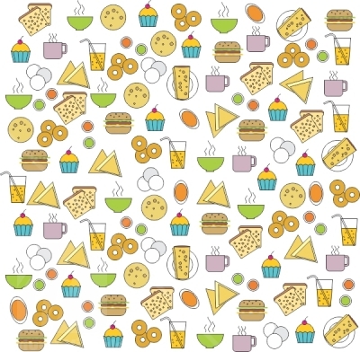 400x392 Indian Food Vector Pattern