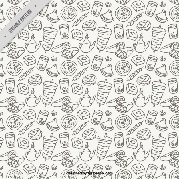 626x626 Sketches Arabic Food Pattern Vector Free Download