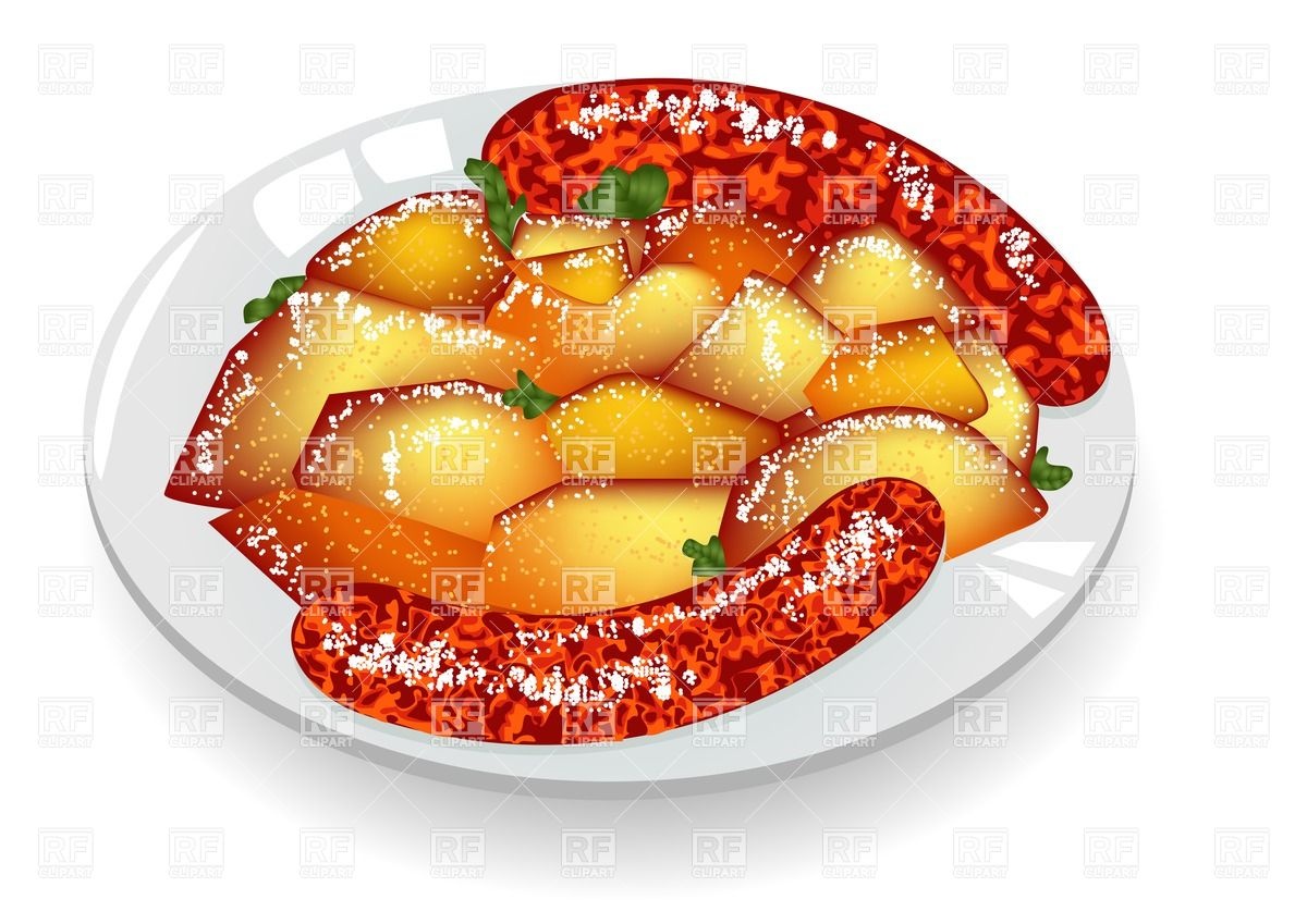 1200x849 Potatoes With Sausage On The Plate Vector Image Of Food