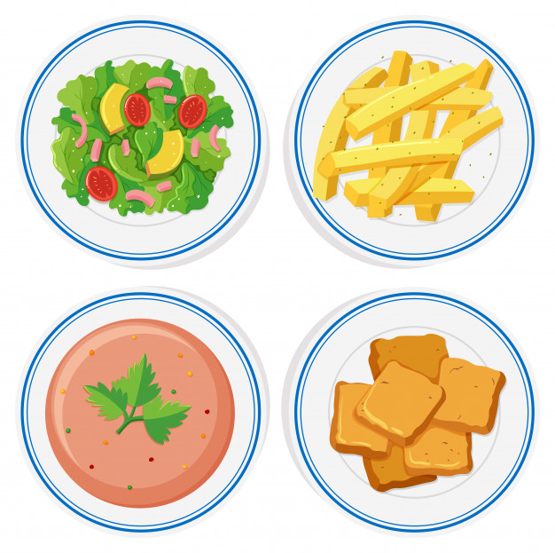 626x623 Different Food On The Plates Vector Free Download