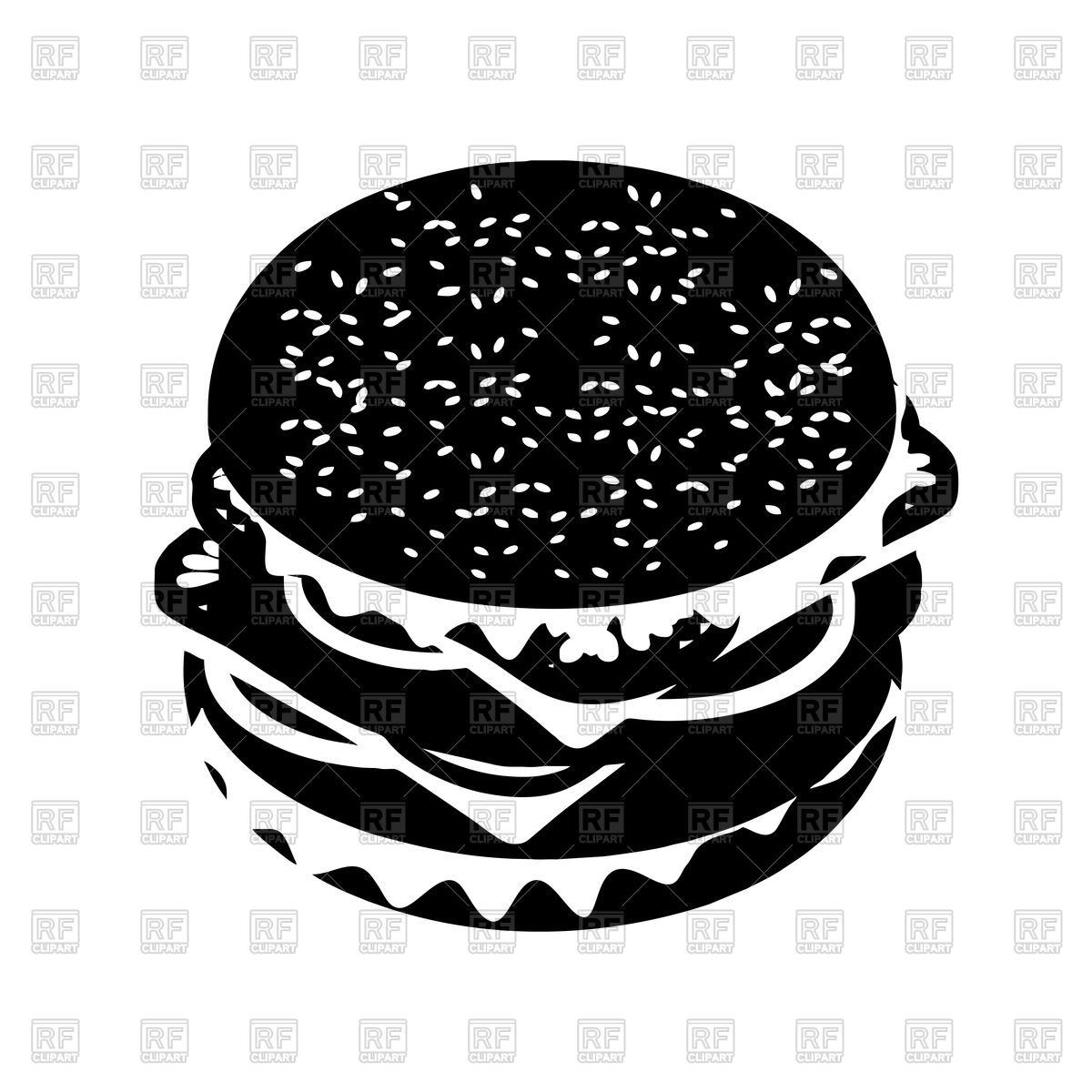 1200x1200 Hamburger Silhouette Fast Food In Flat Style Vector Image
