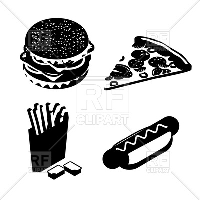 400x400 Set Fast Food Silhouette Vector Image Of Food And Beverages