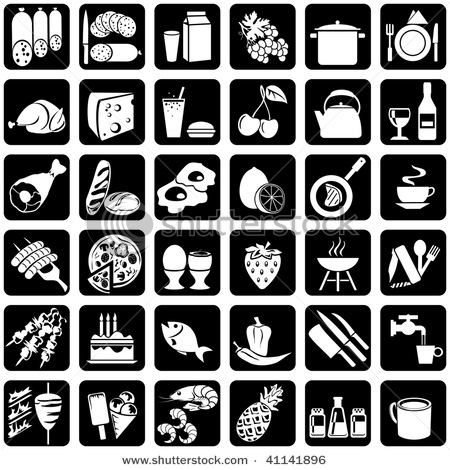 450x470 Set Of Vector Silhouettes Of Icons On The Food Theme