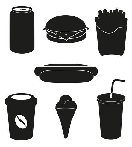 441x490 Set Icons Of Fast Food Black Silhouette Vector Illustration