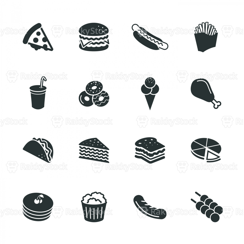 Fast Food Silhouette Icons Vector Rakkystock 1000x1000 Fast Food Silhouette Icons Vector Rakkystock