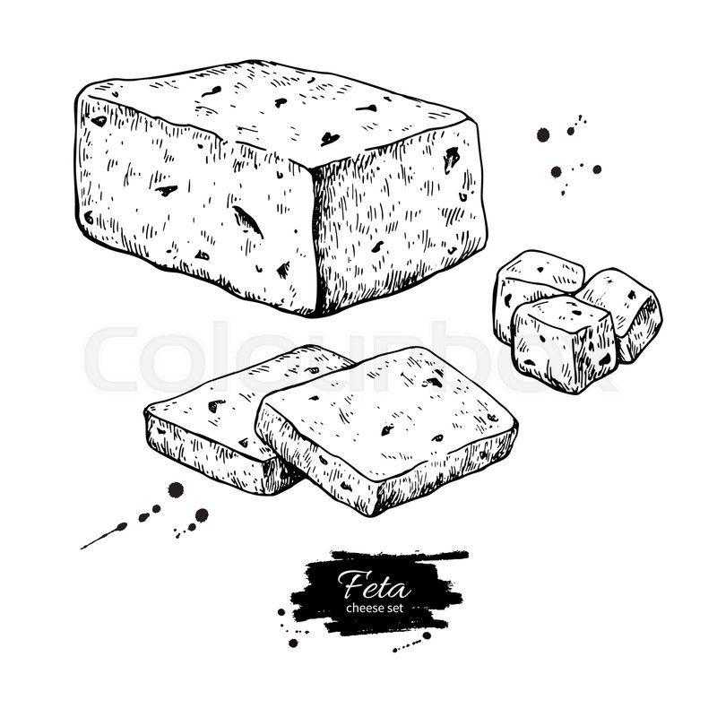 800x800 Greek Feta Cheese Block Drawing Stock Vector Colourbox
