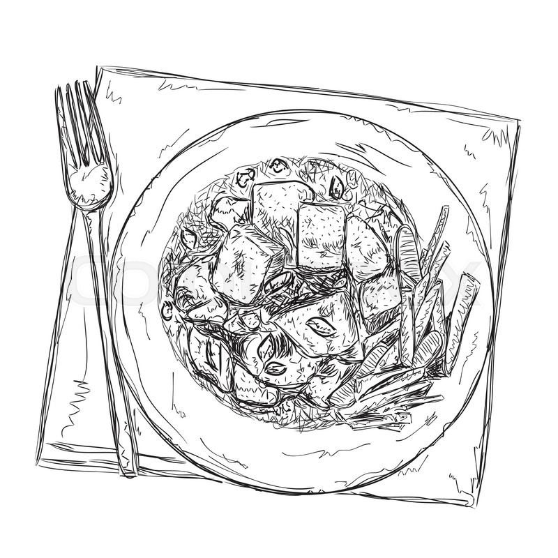 800x800 Hand Drawn Food Sketch Dish Of The Stock Vector Colourbox