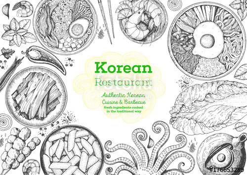 500x354 Korean Food Menu Restaurant Korean Food Sketch Menu Asian Food