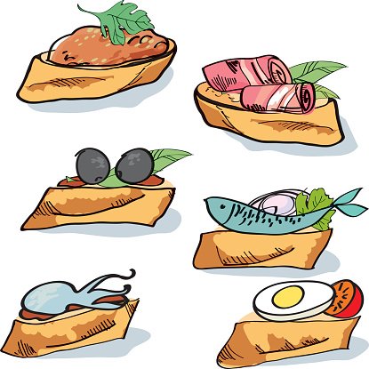415x415 Tapas Sketch Vector Fast Food Meal Premium Clipart