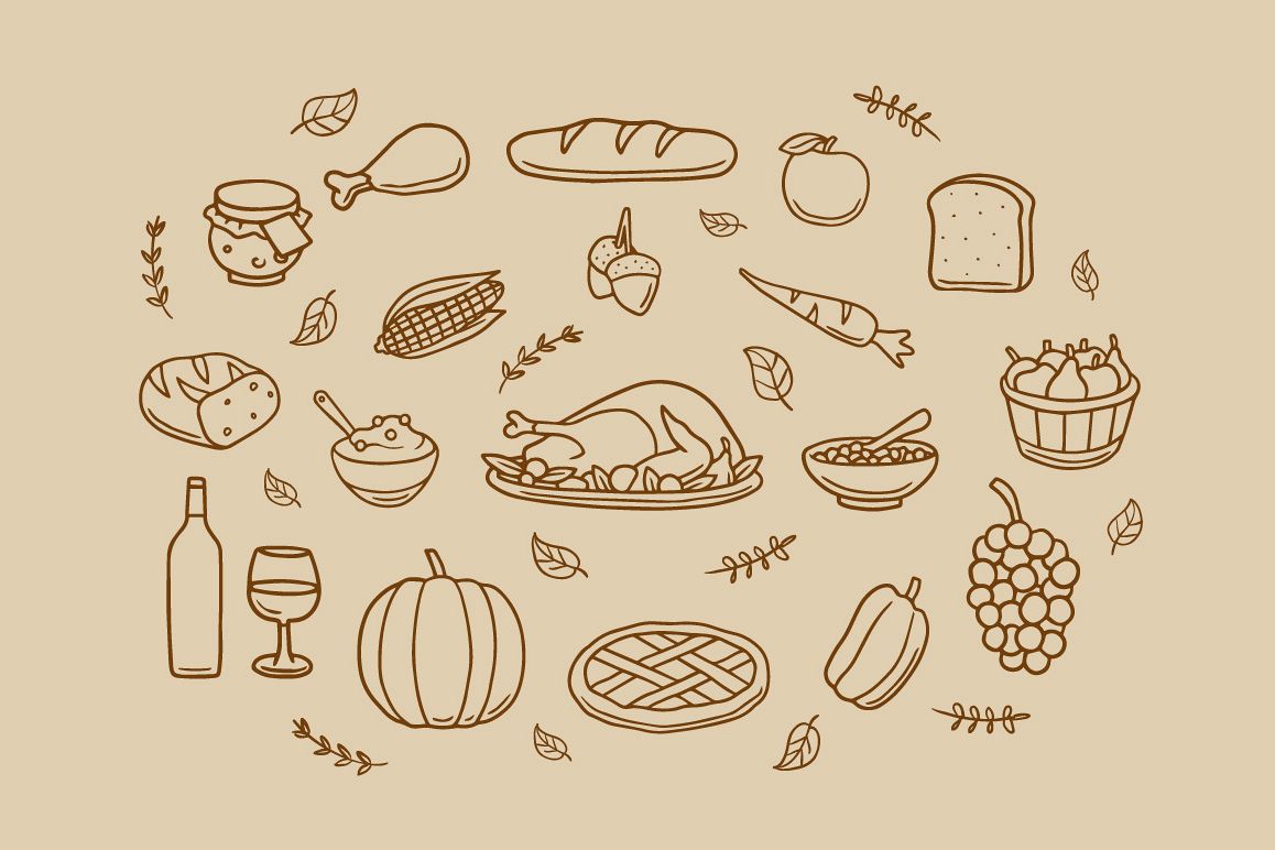 1158x772 Autumn Foods Sketch Vector