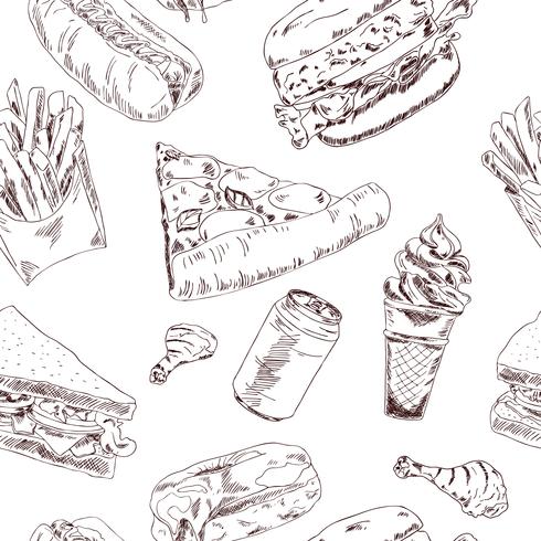 490x490 Fast Food Sketch Seamless