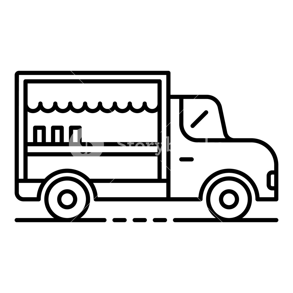 1000x1000 Food Truck Icon Outline Food Truck Vector Icon For Web Design