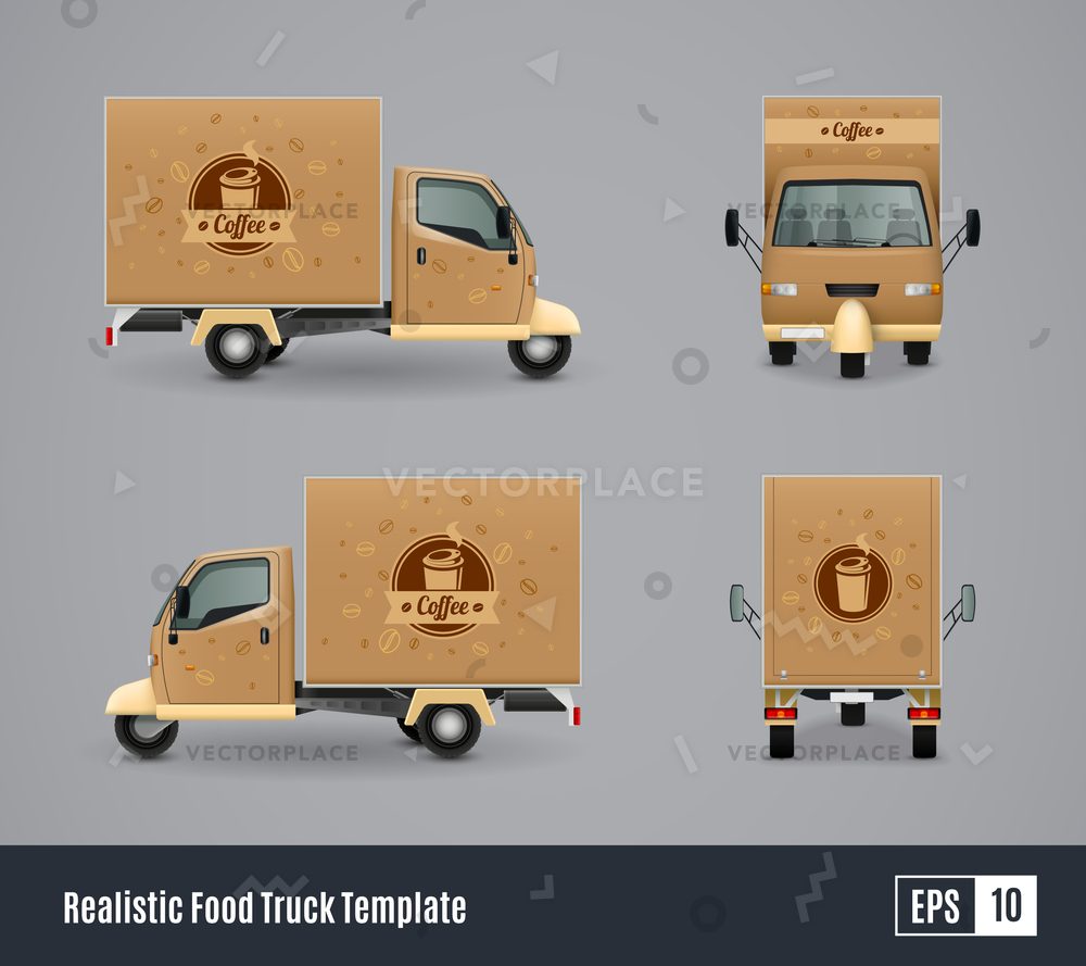 1000x889 Food Trucks Realistic Ad Template Design Vector Illustration