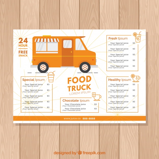626x626 Orange Food Truck Menu Template Vector Free Download