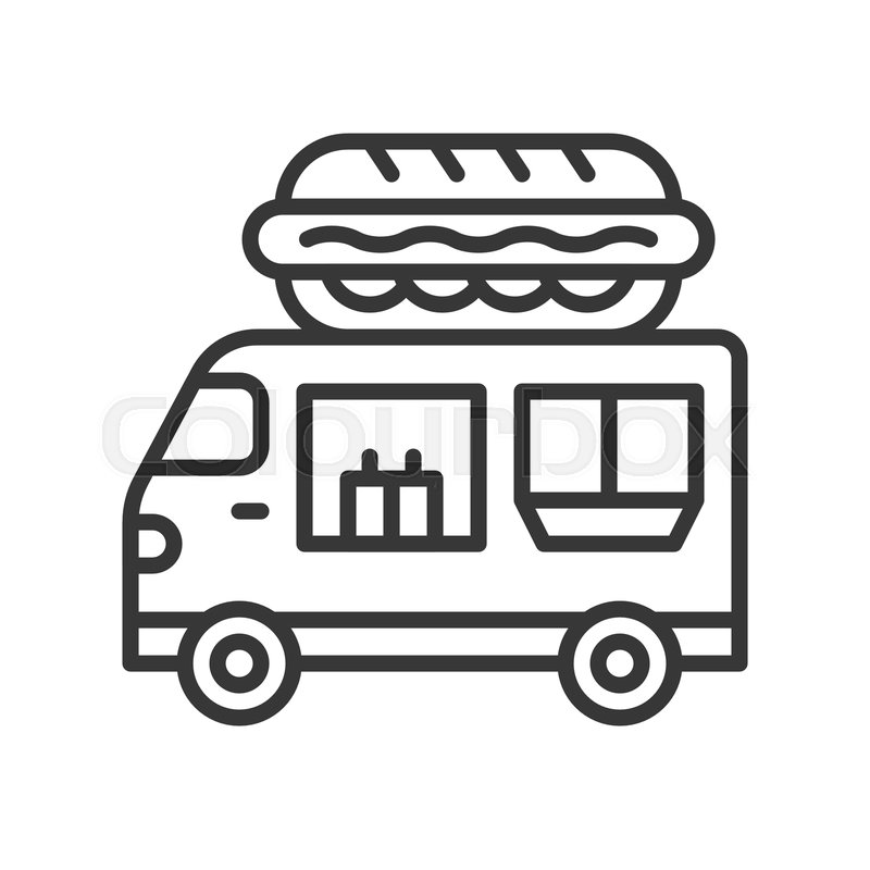 800x800 Hot Dog Truck Vector, Food Truck Line Stock Vector Colourbox