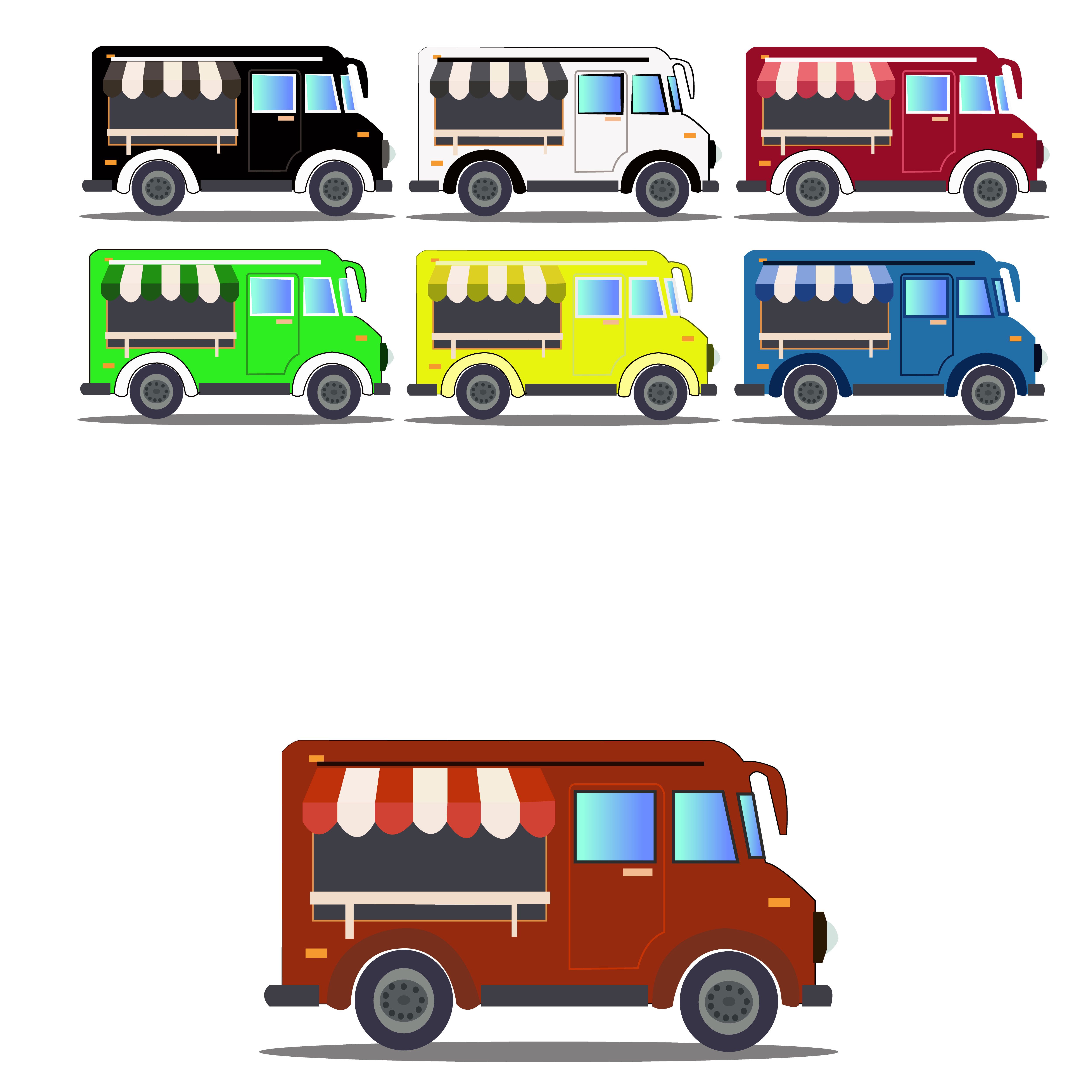 5000x5000 Food Truck Vector Illustration Icon Design Business Set