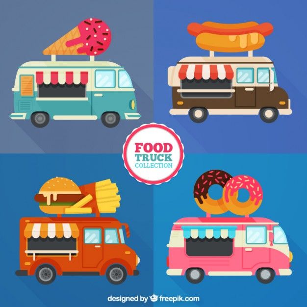 626x626 Different Food Trucks In Flat Design Free Vector Ilustrasi