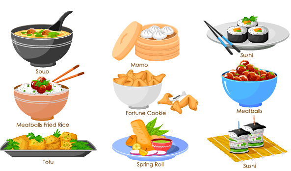 593x349 Chinese Food Vector Material Set Free Download
