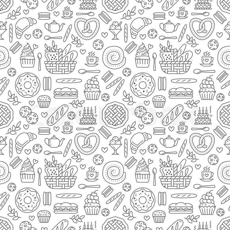 800x800 Bakery Seamless Pattern, Food Vector Stock Vector Colourbox