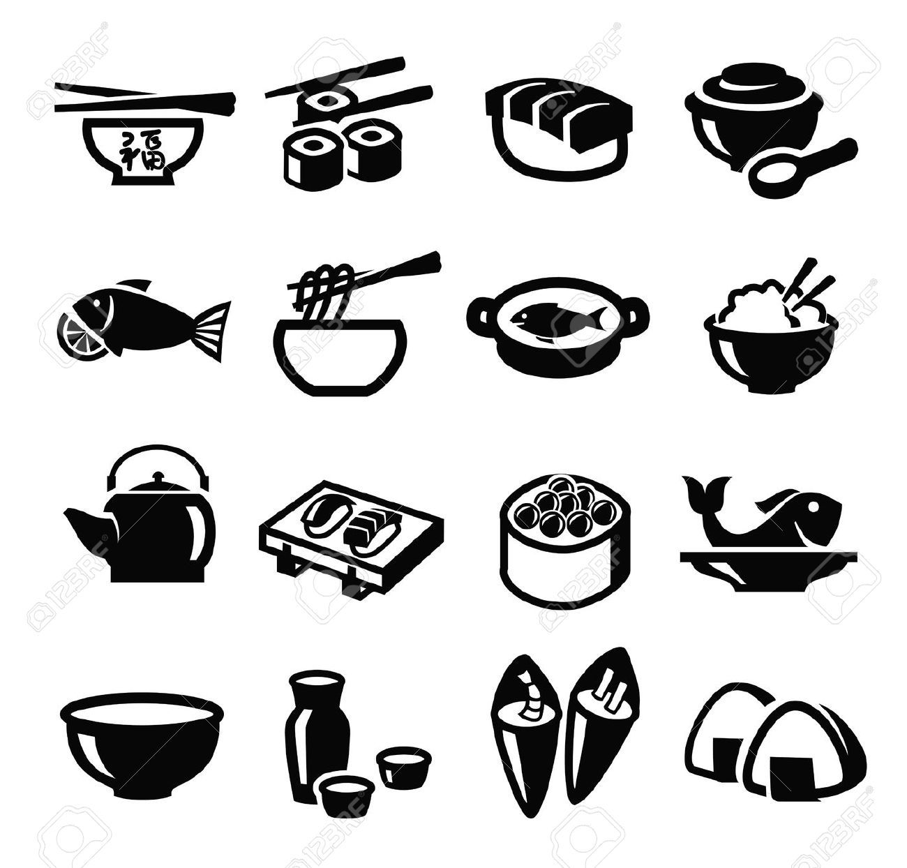 1300x1244 Food Vector Black Japan Food Icon Set On White