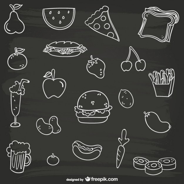 626x626 Black And White Food Collection Vector Free Download
