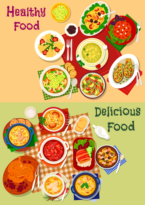 600x847 Healthy With Delicious Food Vector Template Free Download