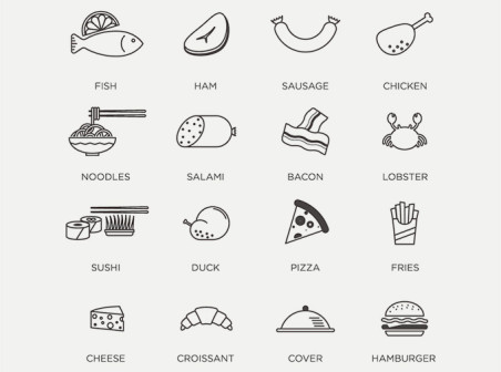 452x336 Flat Food Vector Icons