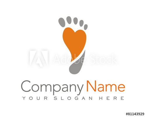 500x400 Footmark Trail Foot Heart Love Orange Logo Vector