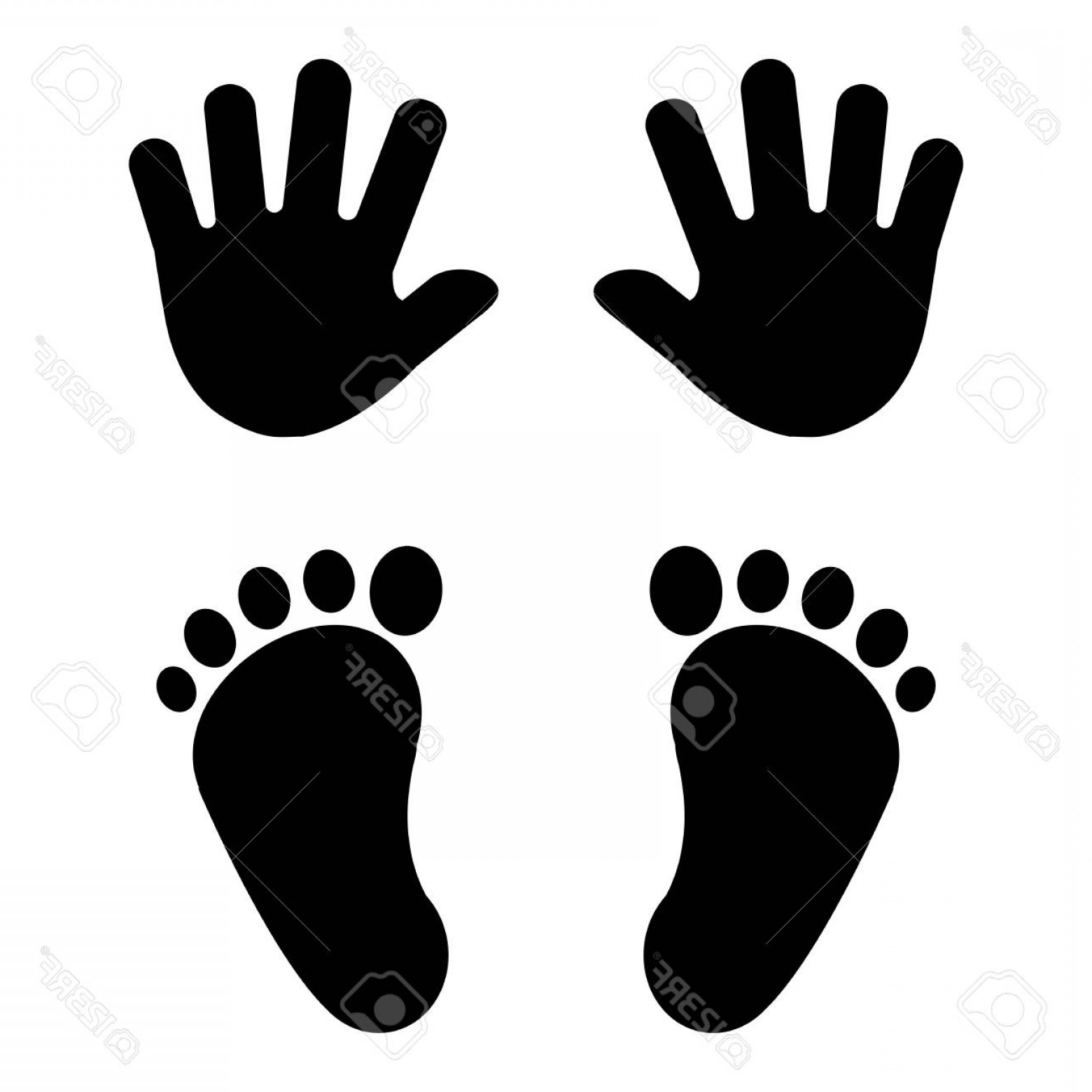 1560x1560 Photostock Vector Baby S Foot Prints And Hand Prints Black