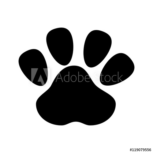 500x500 Dog Foot Footprint Mark Pet Canine Silhouette Vector Illustration