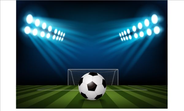 600x364 Football Field And Spotlights Background Vector Free Download