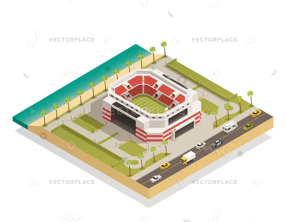 1000x778 American Football Stadium Field Goal Lines Vector Illustration