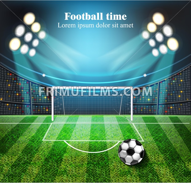 623x594 Football Field Vector Realistic Soccer Ball On The Stadium