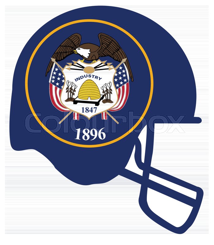 The Flag Of The State Of Utah Below A Football Helmet Silhouette, Vector 699x800 The Flag Of The State Of Utah Below A Football Helmet Silhouette, Vector