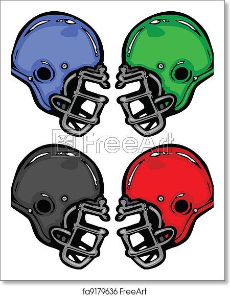 450x580 Free Art Print Of Football Helmets Cartoon Vector Illustration