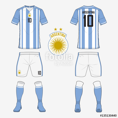 500x500 Set Of Soccer Jersey Or Football Kit Template For Argentina