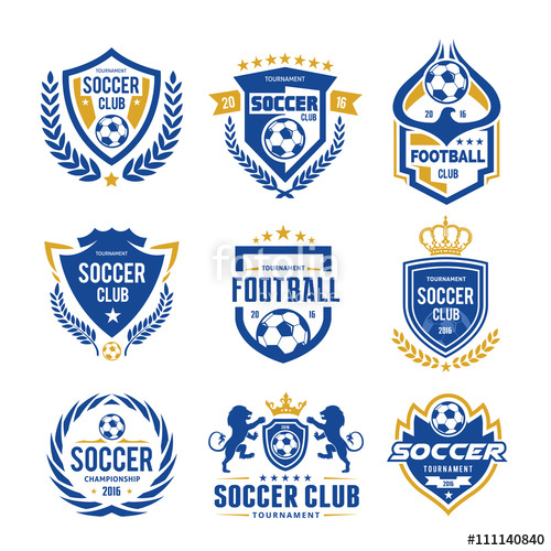 500x500 Football And Soccer College Vector Logo Set Template Stock Image