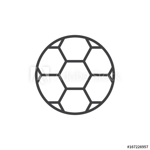 500x500 Soccer Ball Line Icon, Outline Vector Sign, Linear Style Pictogram