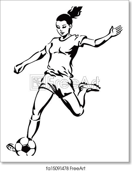450x580 Free Art Print Of Soccer Football Female Player Soccer Football